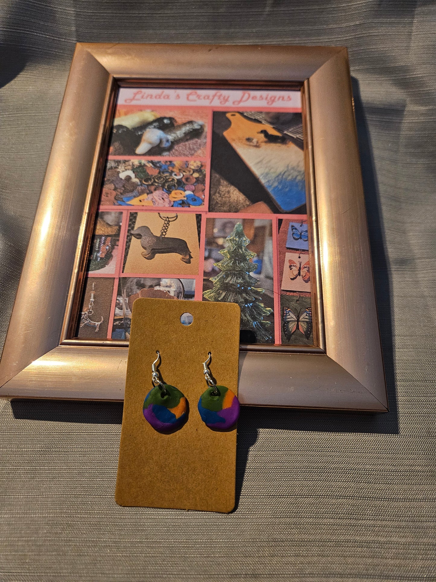 Polymer Clay/Metal Earrings (Hook) - Swirl of Colors #27