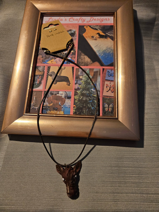 Polymer Clay/Rope Necklace - Giggly Giraffe -  16-18 inches #179