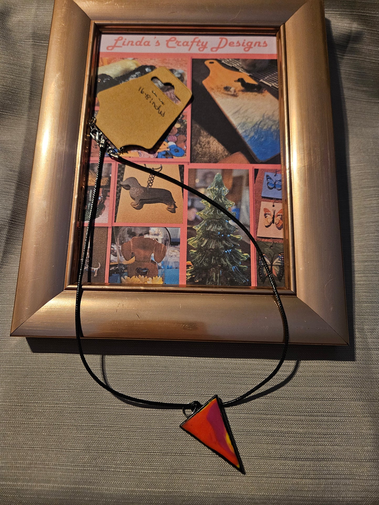 Polymer Clay/Rope Necklace - Marble Triangle -  16-18 inches #180