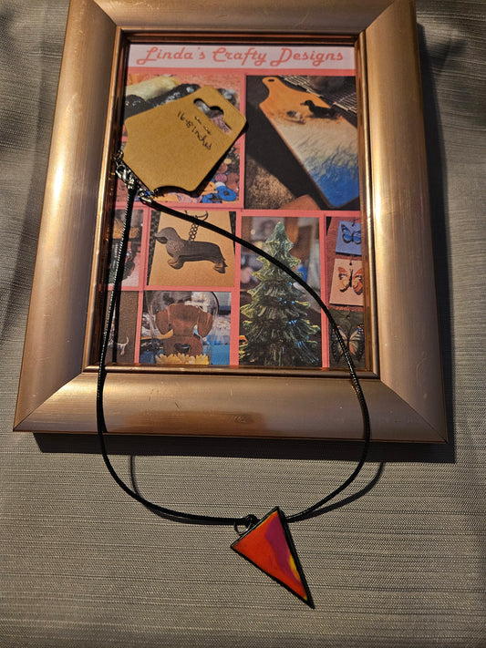 Polymer Clay/Rope Necklace - Marble Triangle -  16-18 inches #180