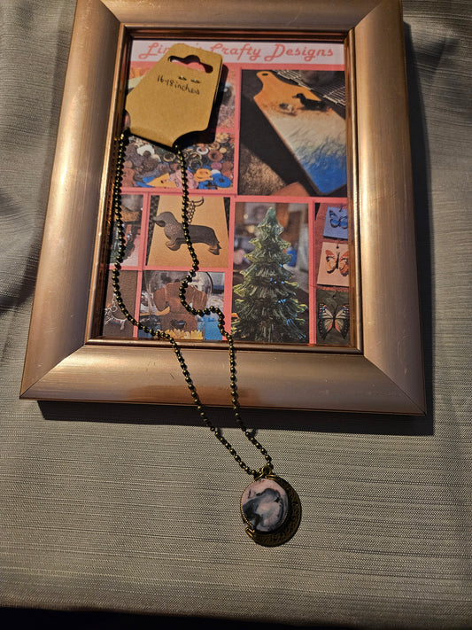 Polymer Clay/Metal Necklace - Ball of Marble -  16-18 inches #222
