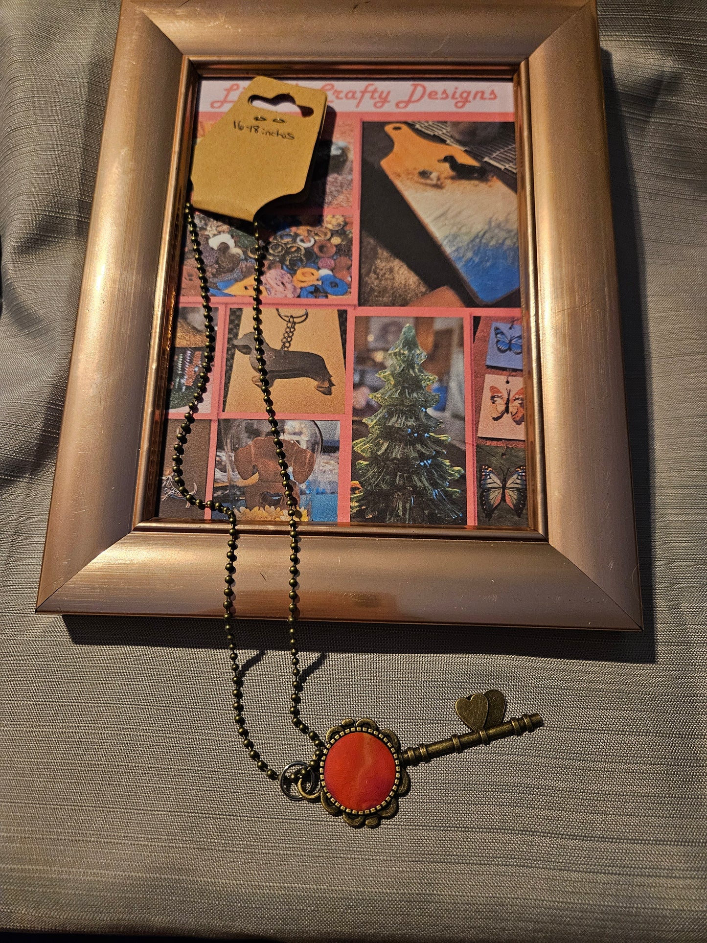 Polymer Clay/Metal Necklace - Red Key -  16-18 inches #226