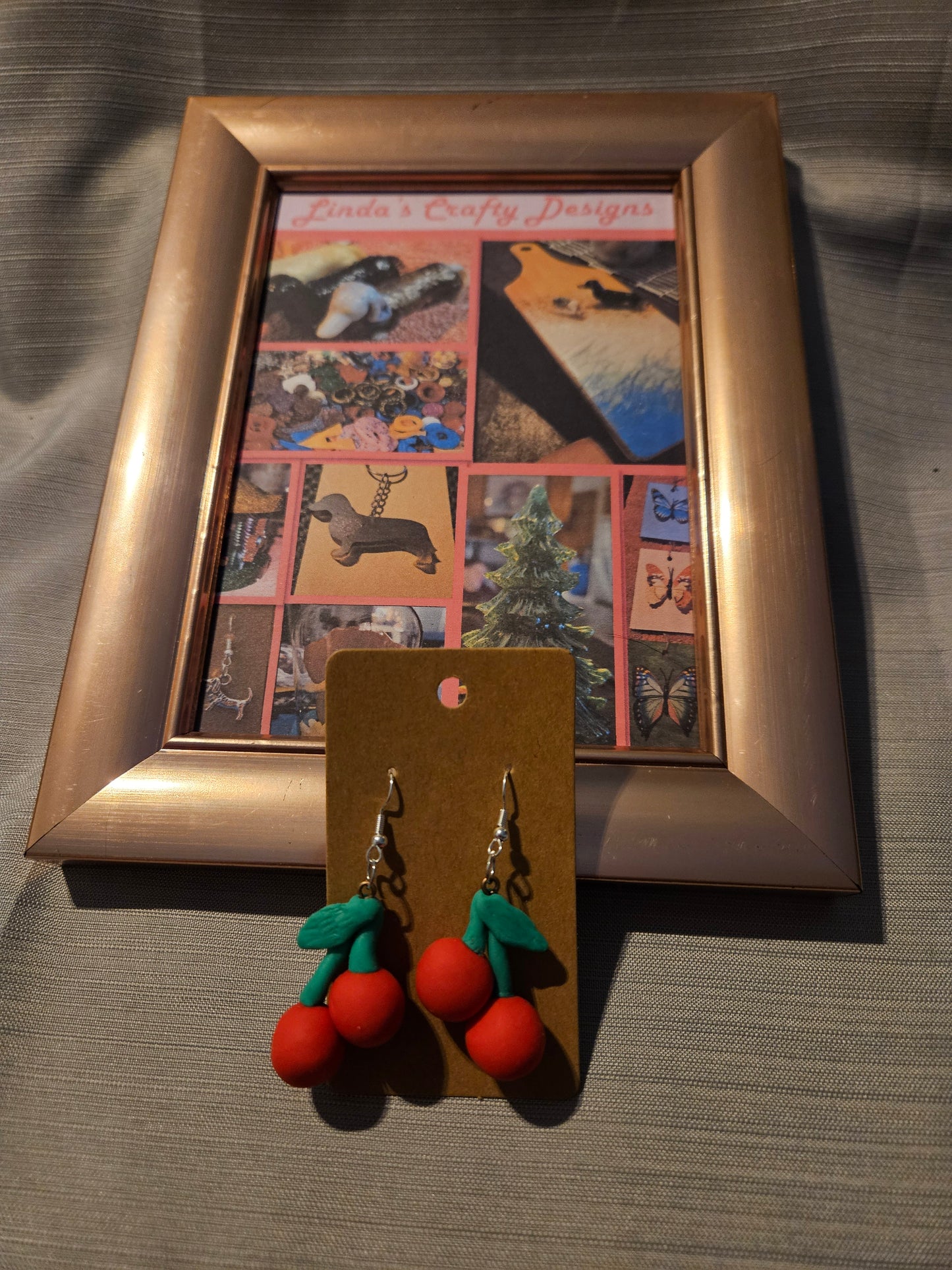 Polymer Clay/Metal Earrings (Hook) - Charming Cherries #20