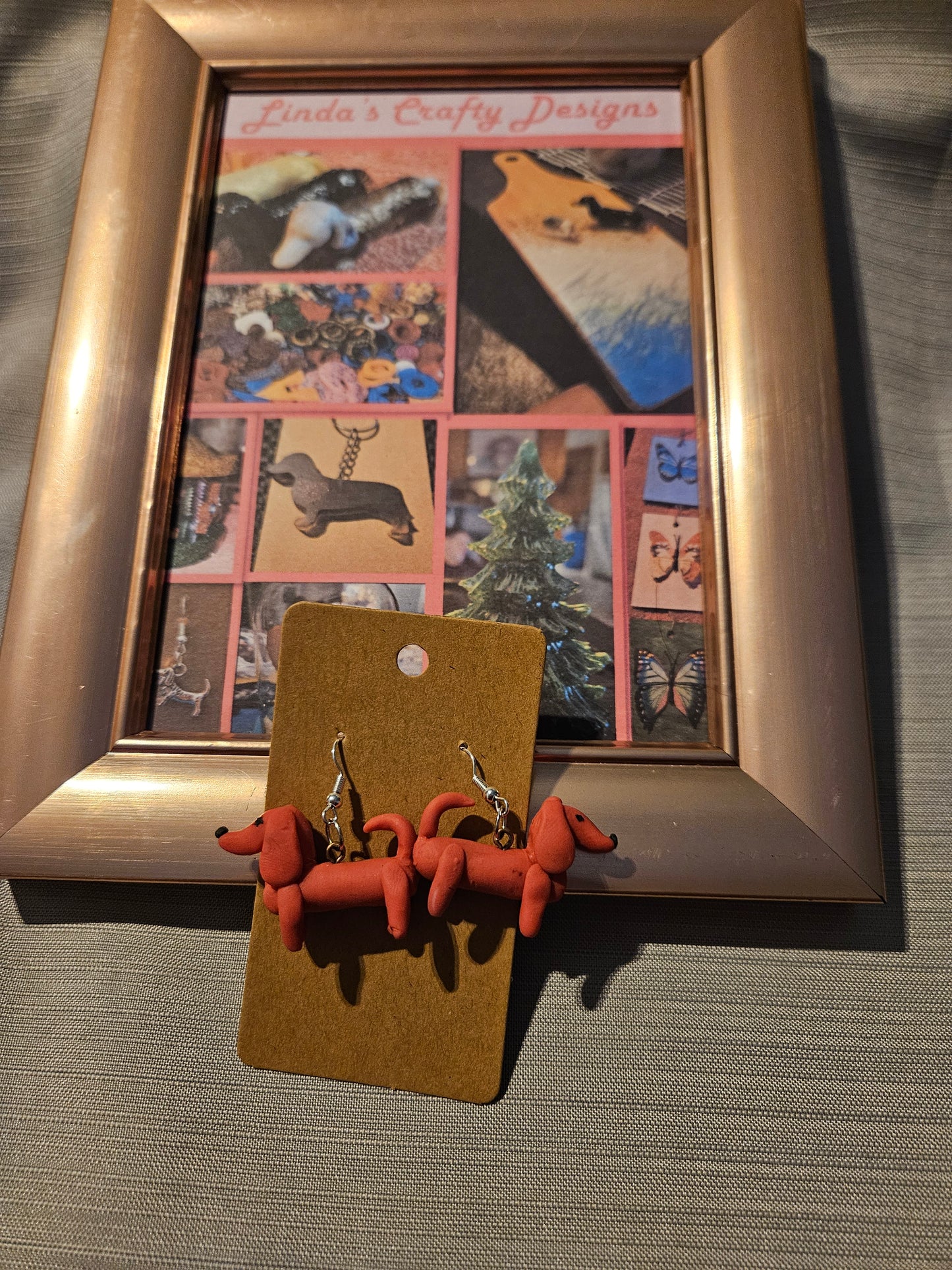 Polymer Clay/Metal Earrings (Hook) - Dachshund Duo #1072