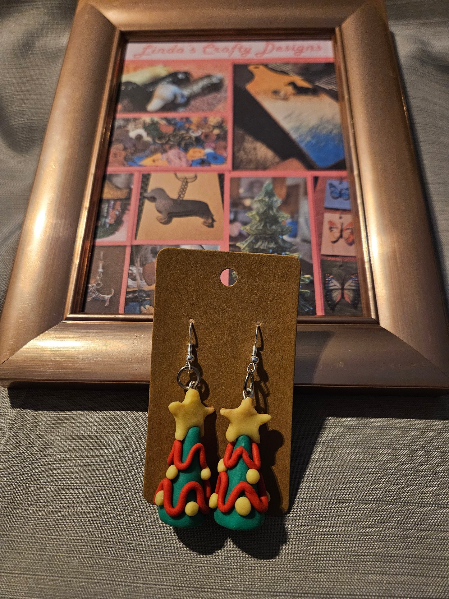 Polymer Clay/Metal Earrings (Hook) -  Holiday Tree Magic #627