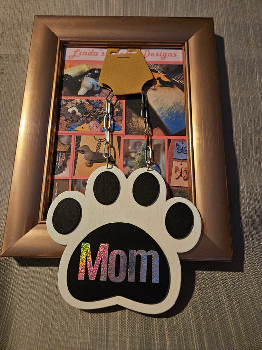 Wood Sign - Pawprint Mom #780