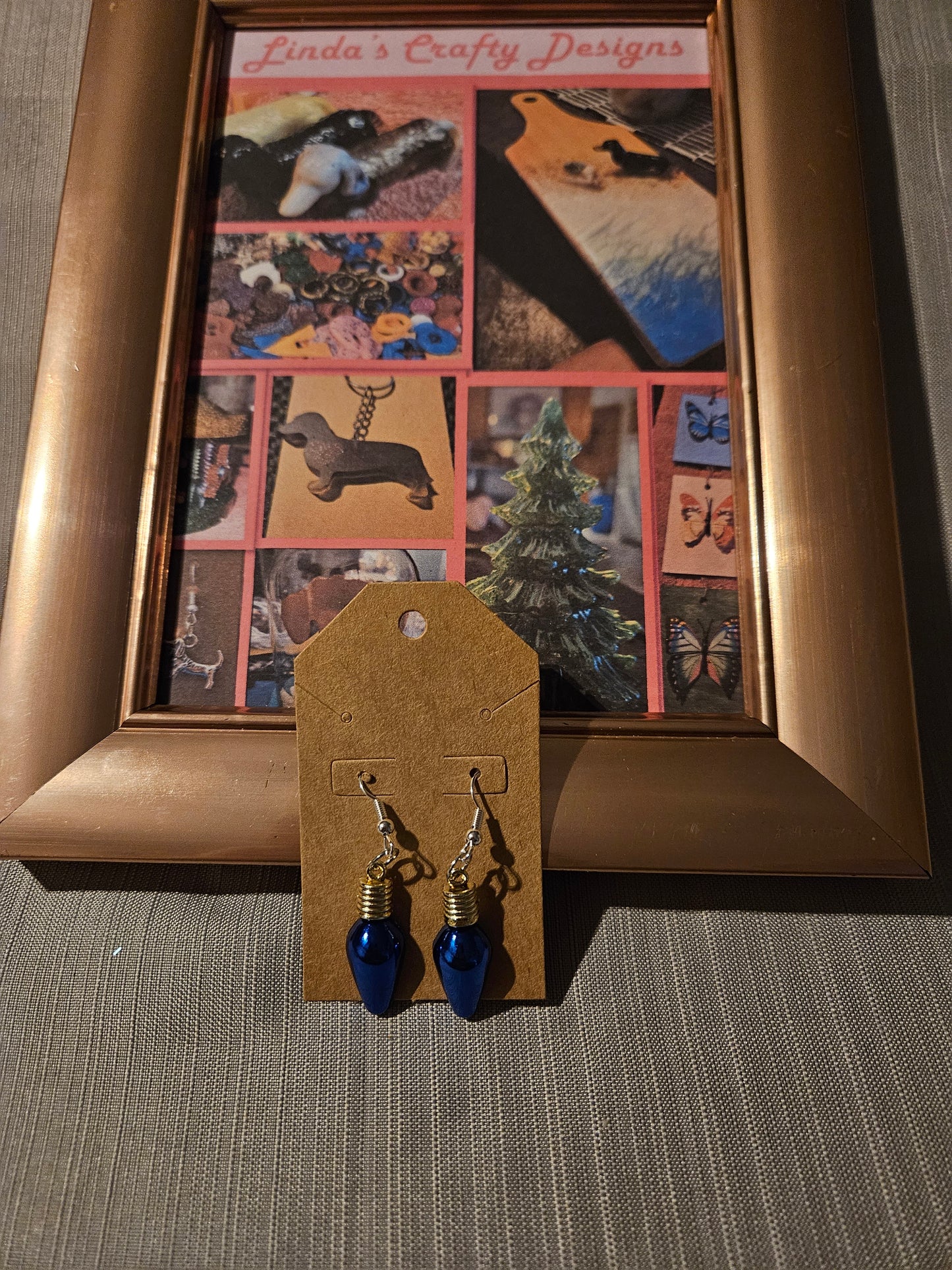 Plastic/Metal Earrings (Hook)  Holiday Lights - Blue #630