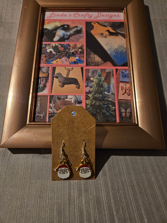 Metal Earrings (Hook) -  Holiday Santas #635