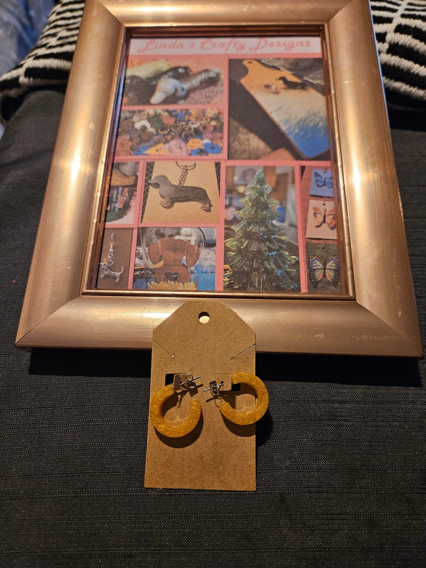 Resin/Metal Earrings (Posts) - Golden Circles #1201