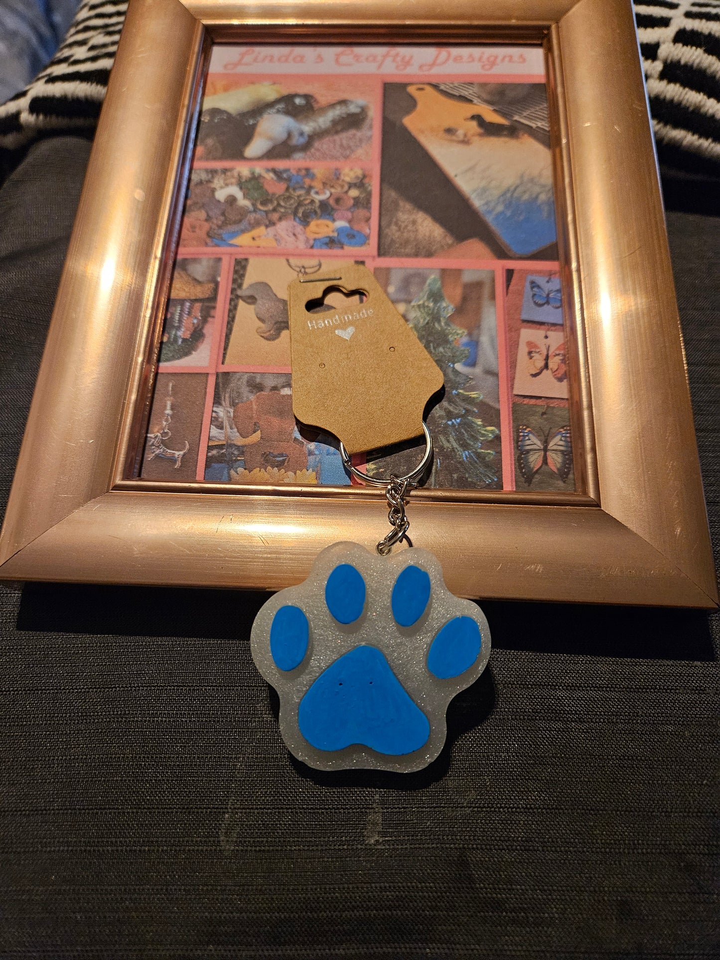 Resin Keychain - Pawprint - Blue #1199