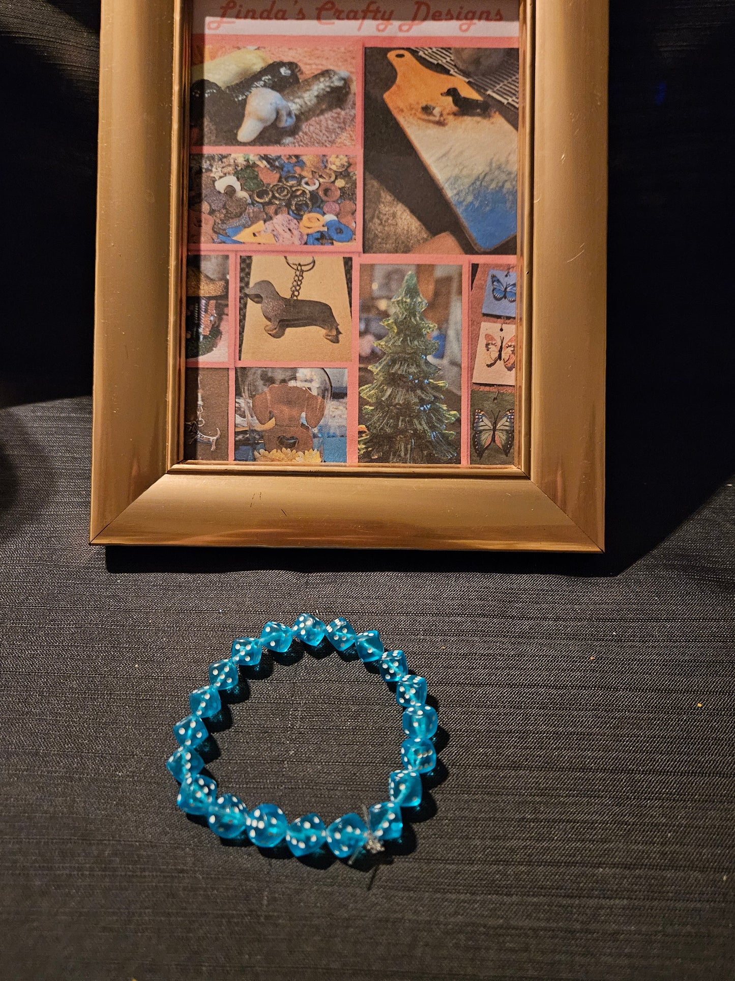 Plastic Beads Bracelet - Blue Dice #1233