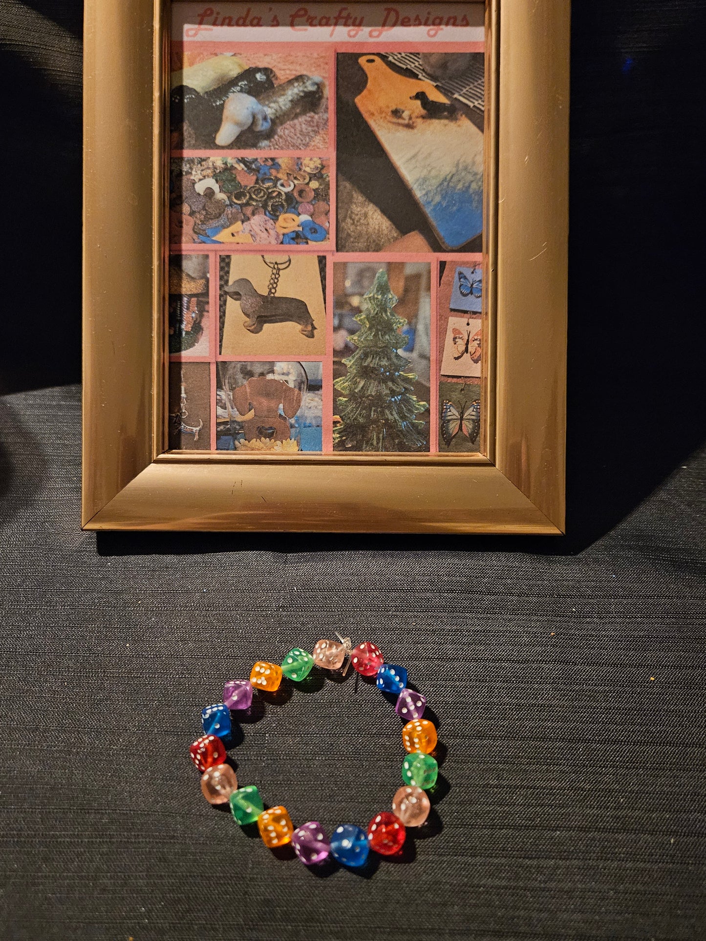 Plastic Beads Bracelet -Rainbow Dice #1234