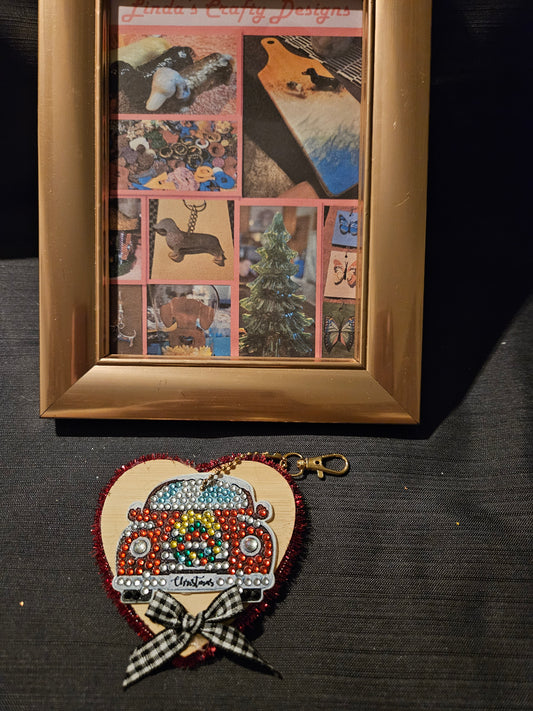 Holiday Wooden and Diamond Art Ornament 10 #1246
