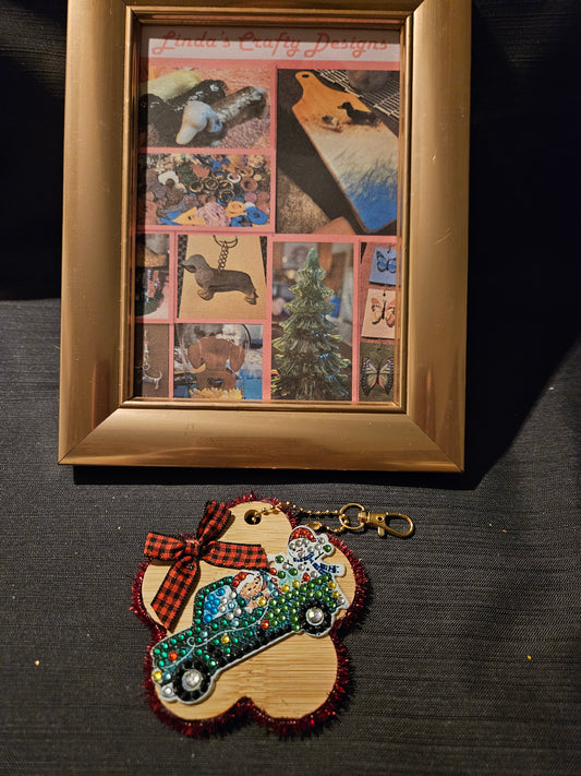 Holiday Wooden and Diamond Art Ornament 9 #1243