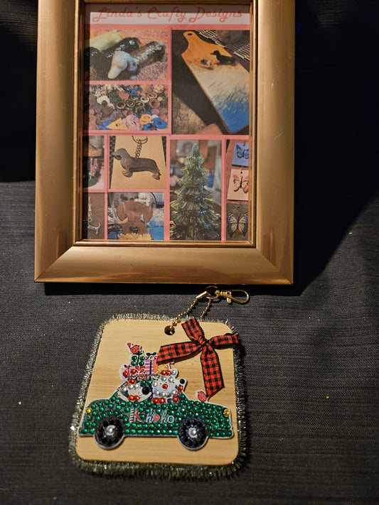 Holiday Wooden and Diamond Art Ornament 8 #1240