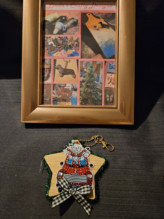 Holiday Wooden and Diamond Art Ornament 7 #1238