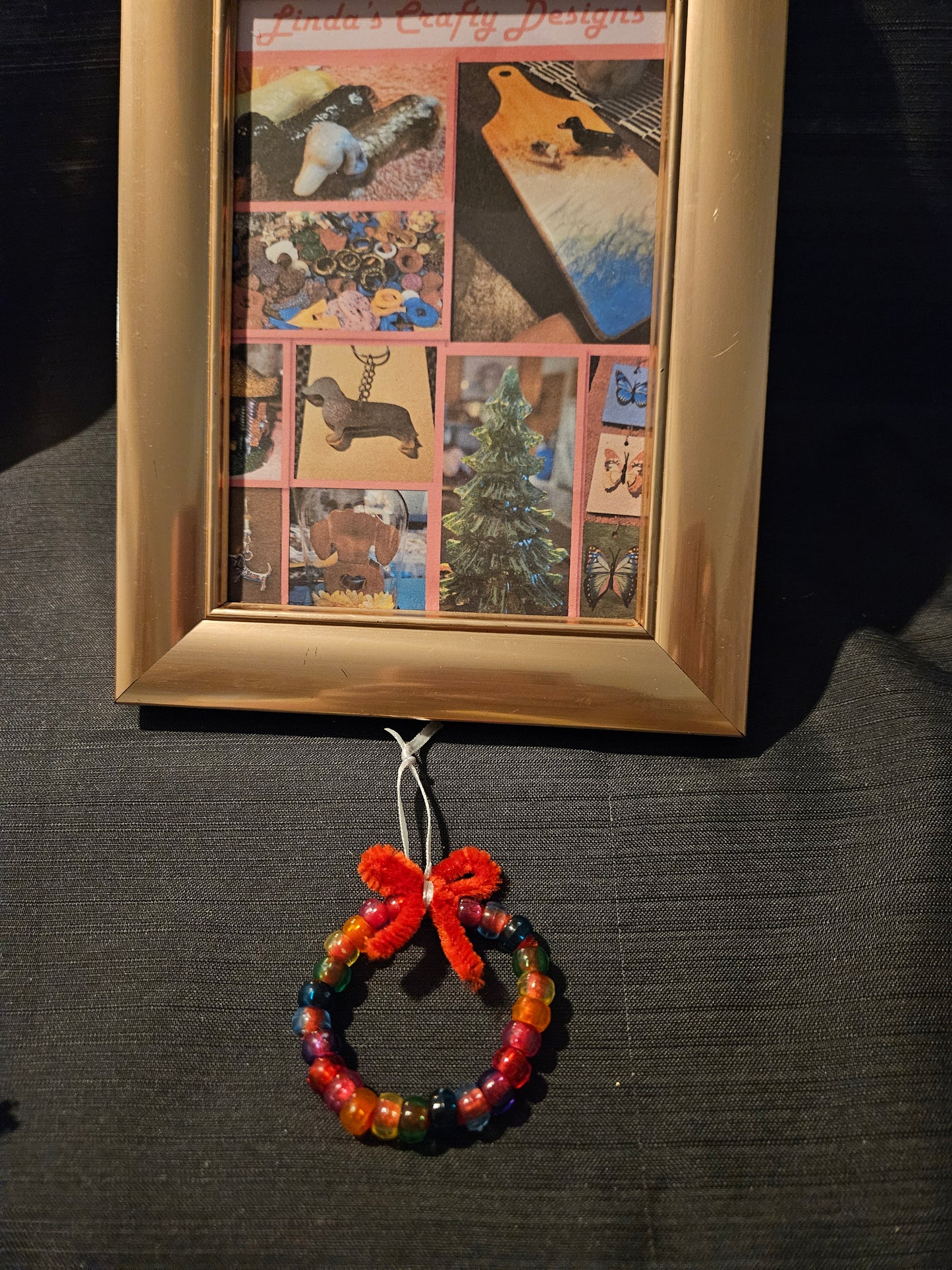 Holiday Ornament - Beaded Wreath - Rainbow 2 #1287