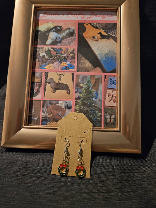 Holiday Metal Earrings (Hooks) - Wreaths #1316