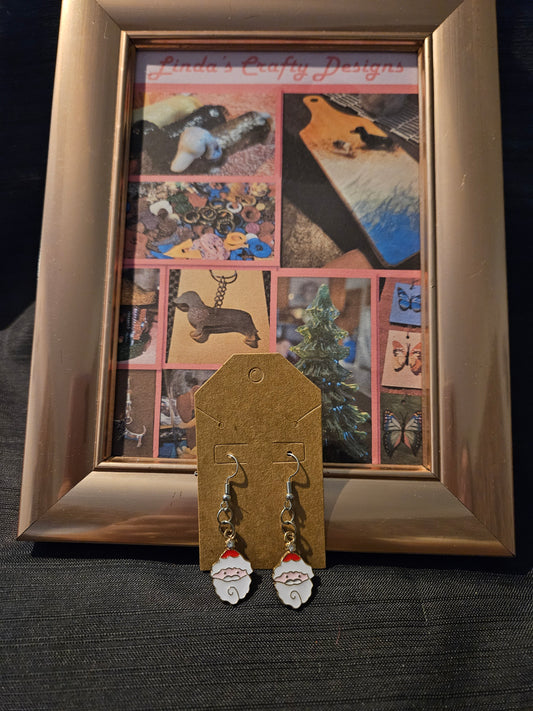 Holiday Metal Earrings (Hooks) - Santa Heads #1318