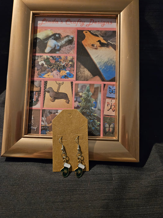 Holiday Metal Earrings (Hooks) - Green Mitts #1319