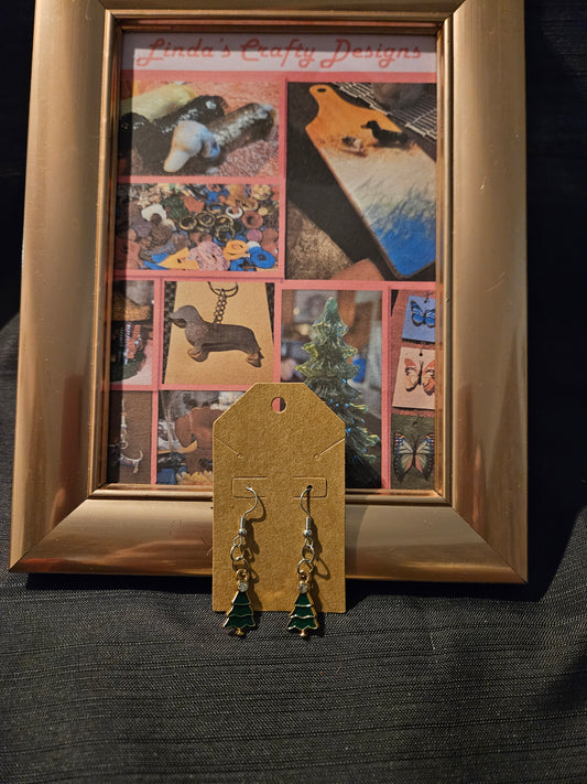 Holiday Metal Earrings (Hooks) - Green Trees #1311