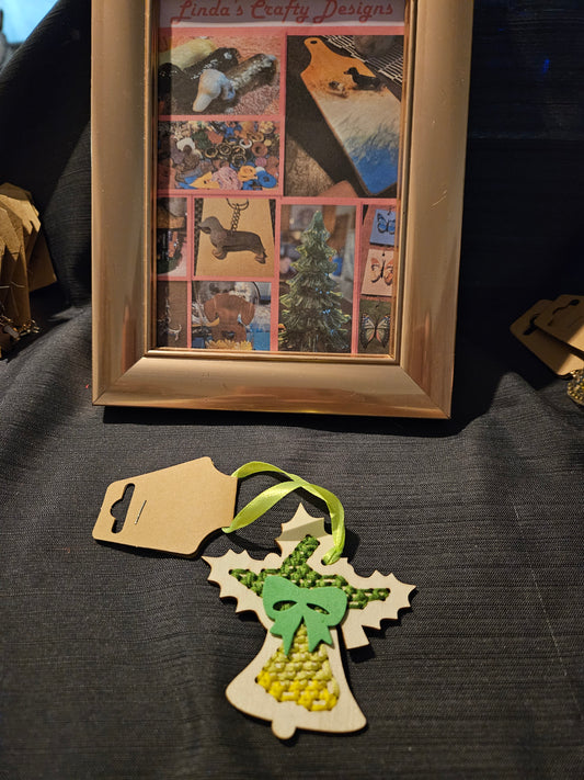 Holiday Ornament - Wooden Cross-Stitch - Bell #1330
