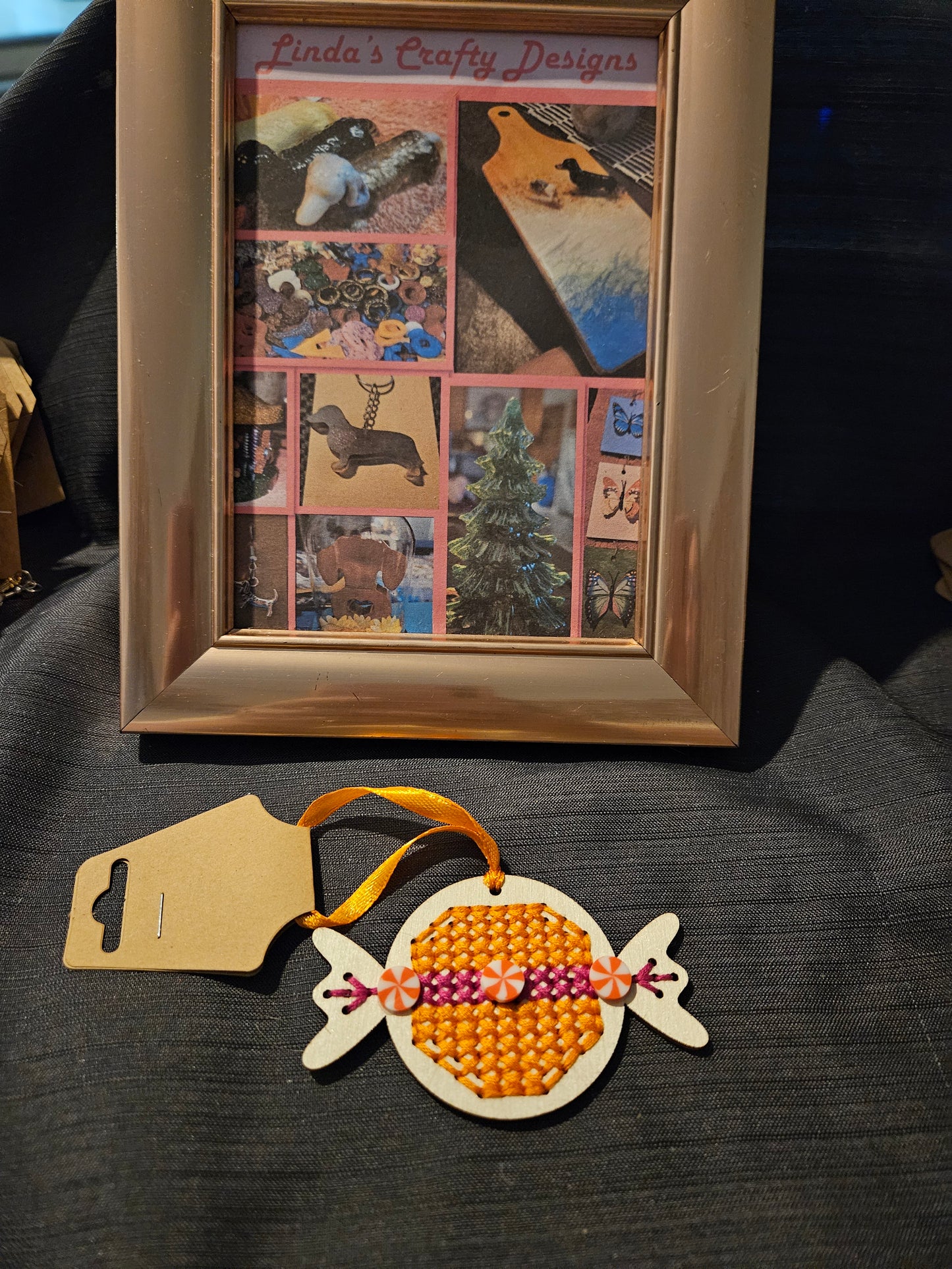 Holiday Ornament - Wooden Cross-Stitch - Candy #1327