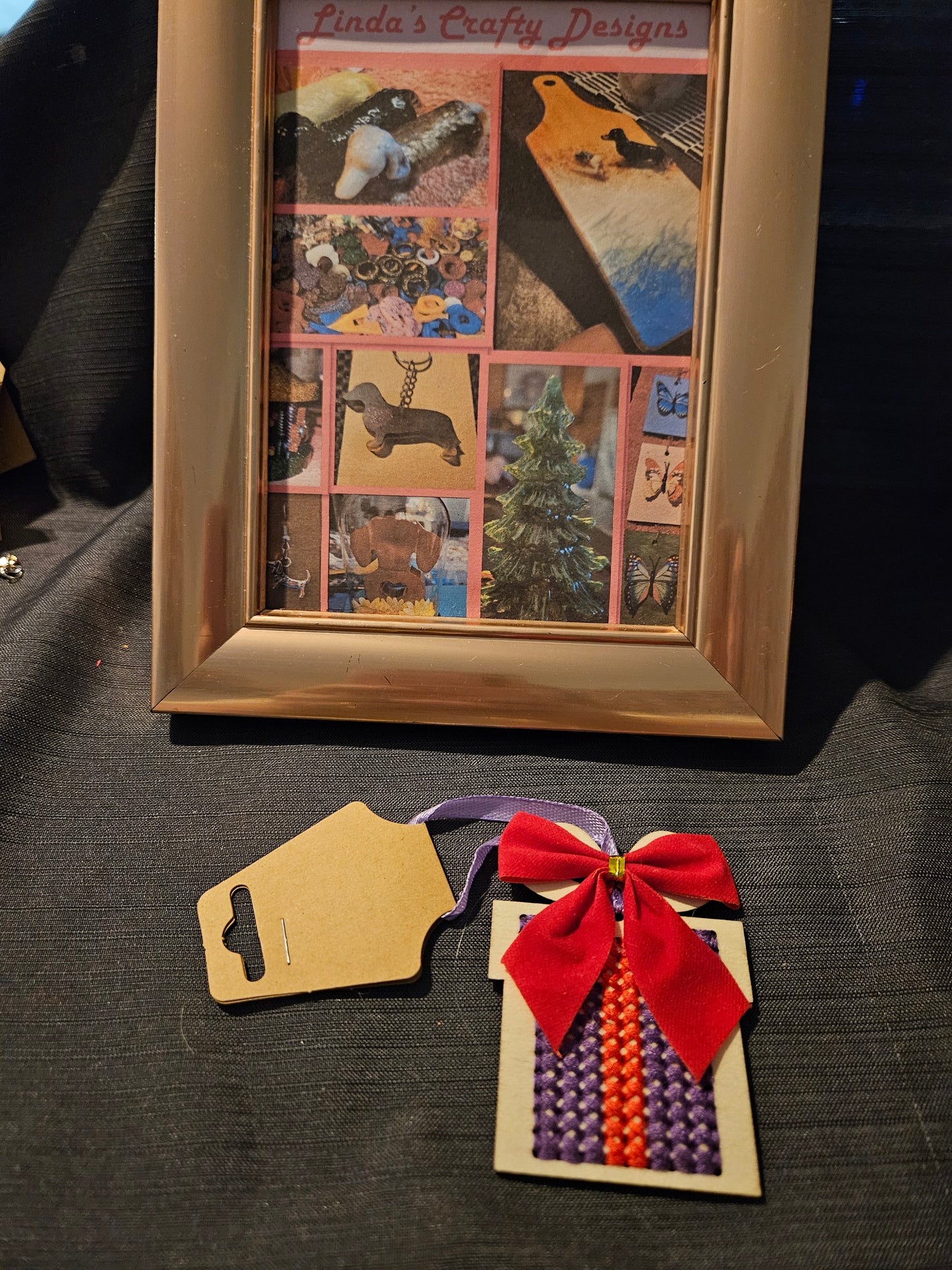 Holiday Ornament - Wooden Cross-Stitch - Present #1325