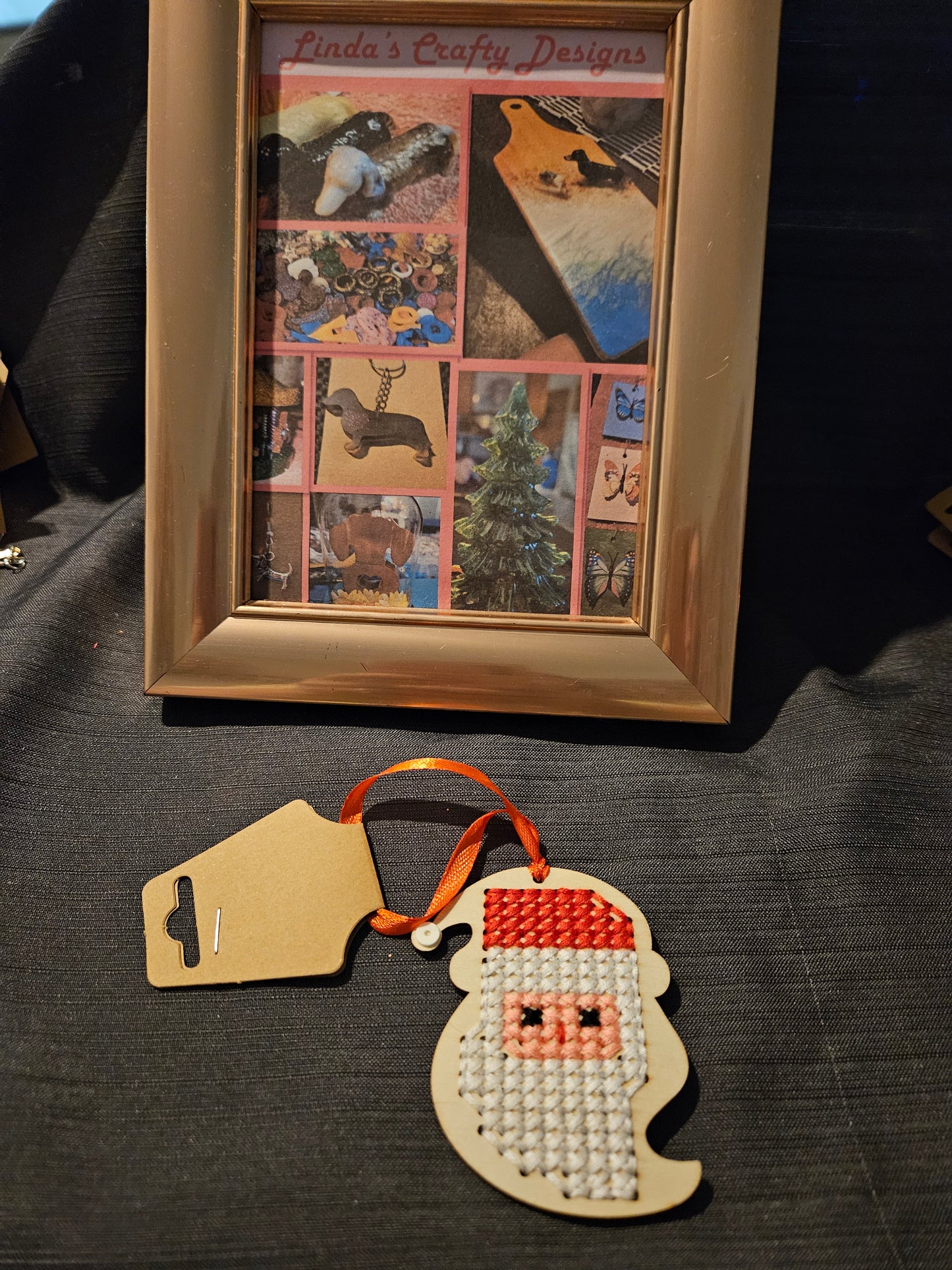 Holiday Ornament - Wooden Cross-Stitch - Santa #1321