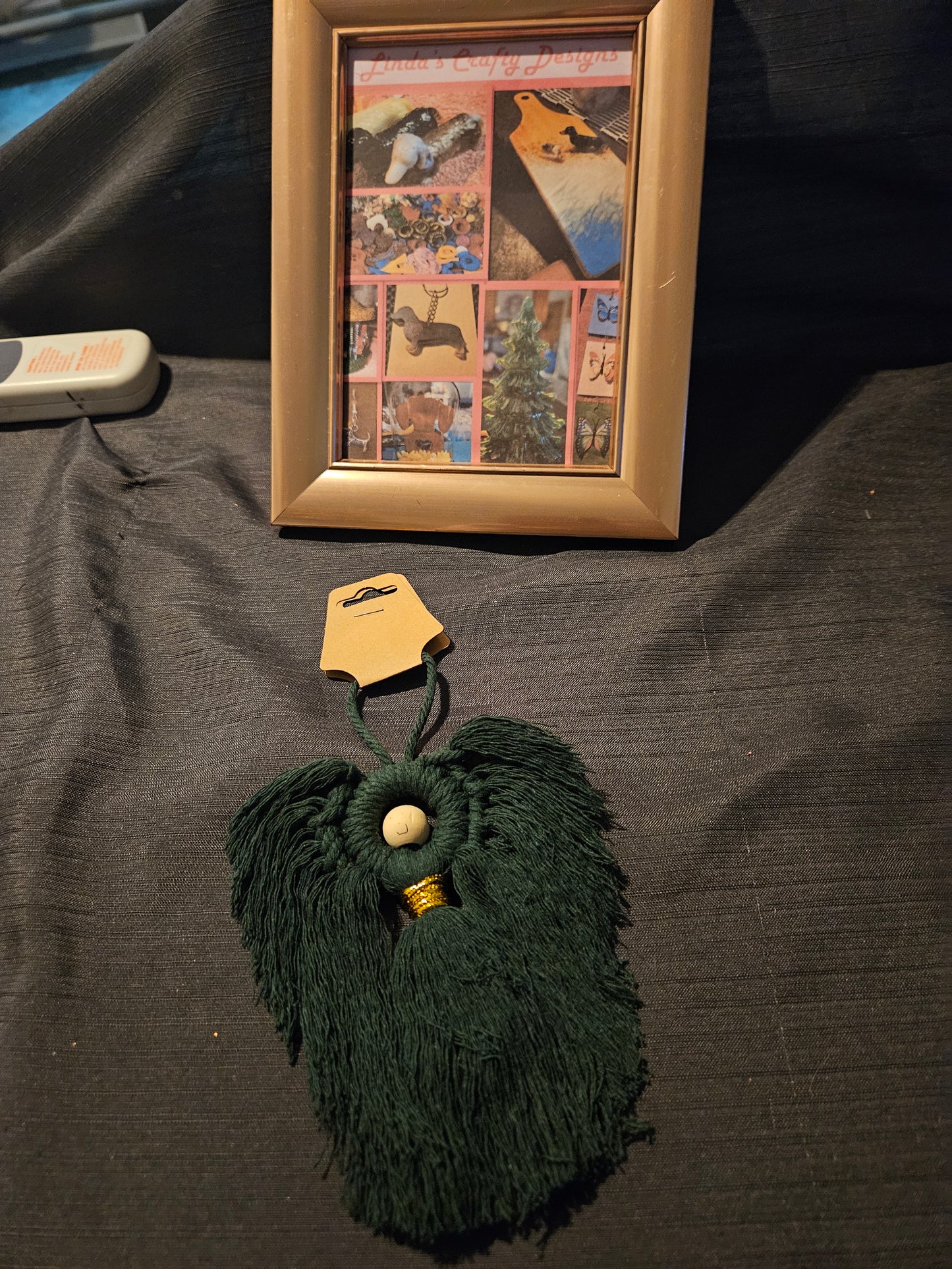 Holiday Ornament - Macrame Angel - Green #1360