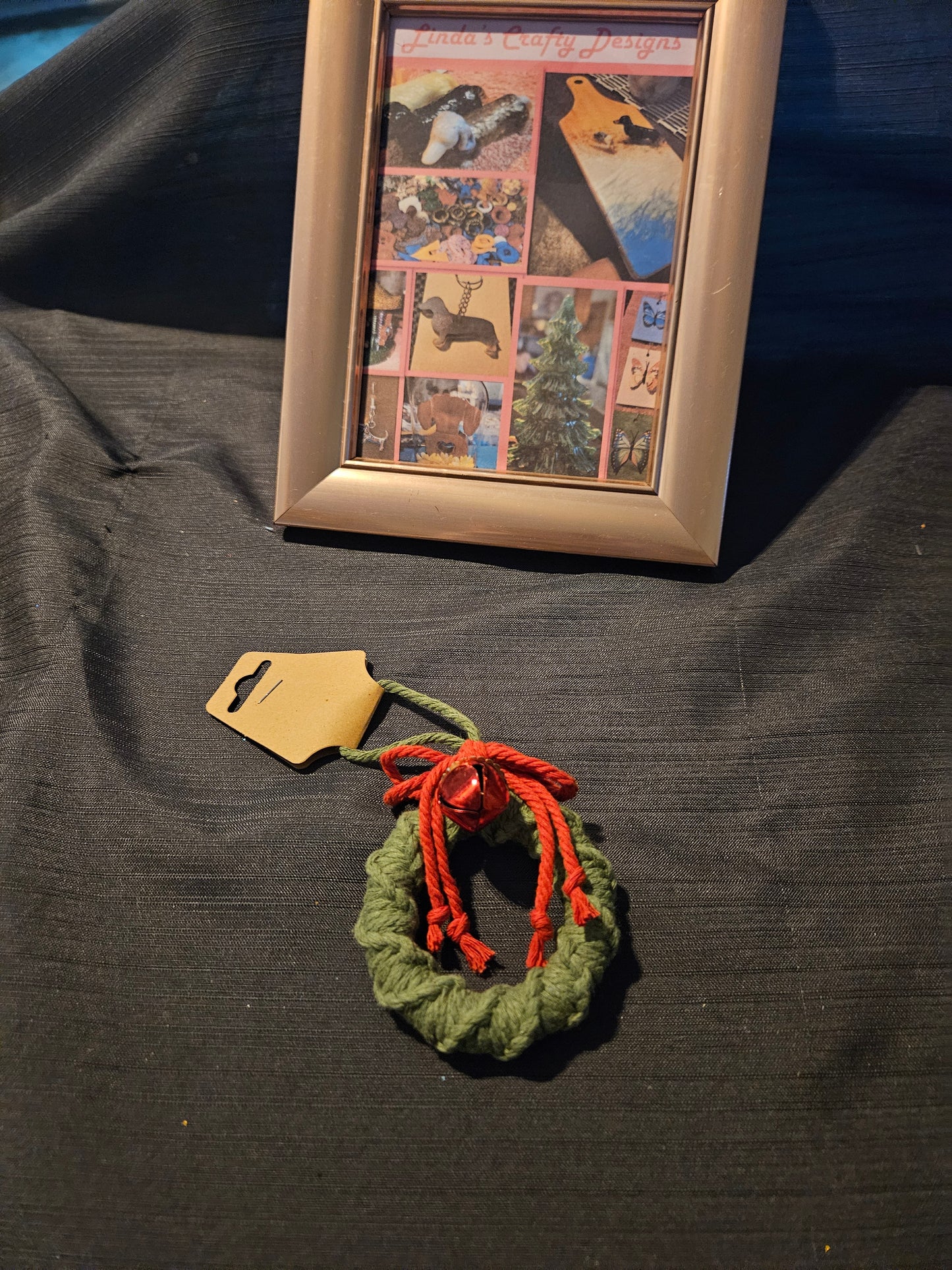 Holiday Ornament - Macrame Wreath - Green #1374