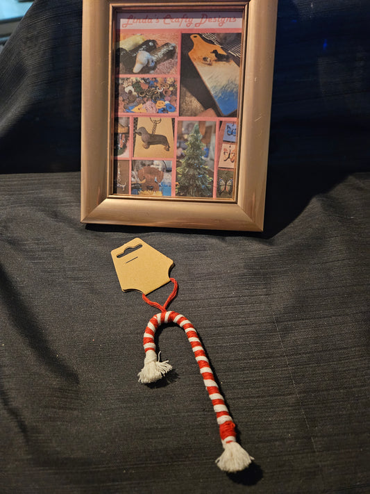 Holiday Ornament - Macrame Candy Cane #13
