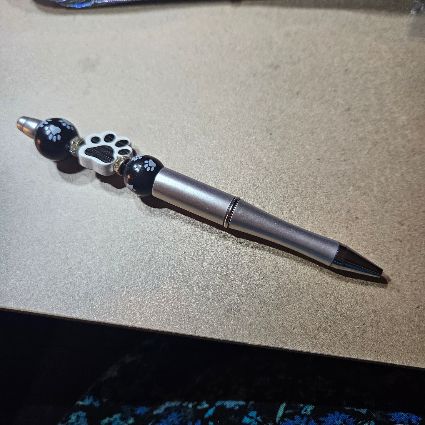 Paw Print Pen - Silver, Black and White #1422