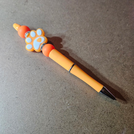 Paw Print Pen - Orange and White #1416