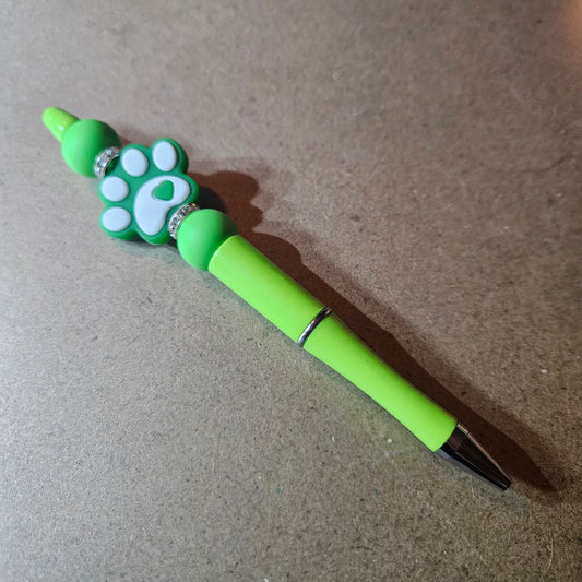 Paw Print Pen - Green and White #1421