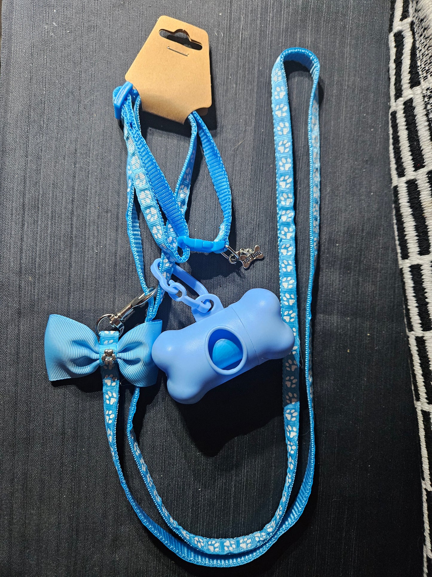 Leash, Collar, and Poop Bag Set -  Light Blue #1403